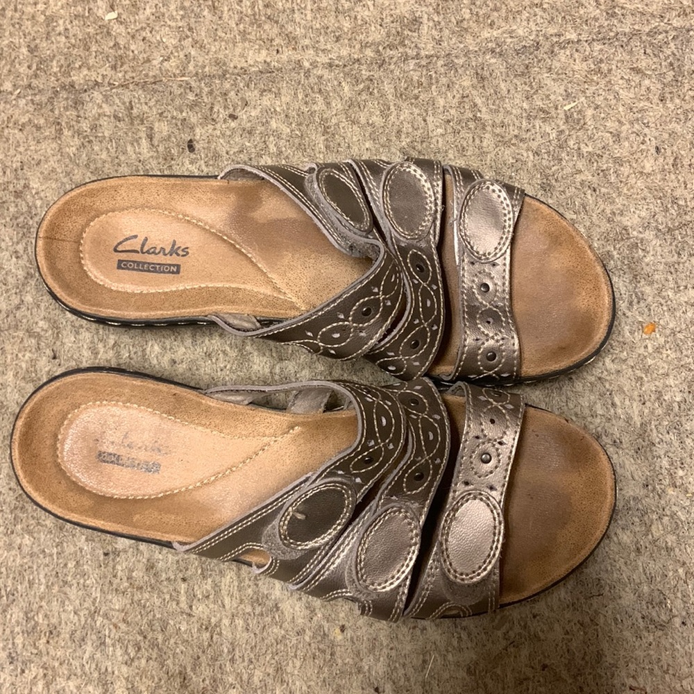 Clark Leisa Grace Slide Sandals Sea Gold women 6.5